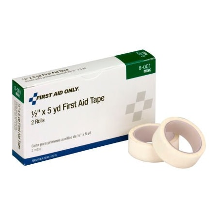 Acme United First Aid Only First Aid Tape, 1/2in x 5 Yd, 2/Box, 100PK 8-001